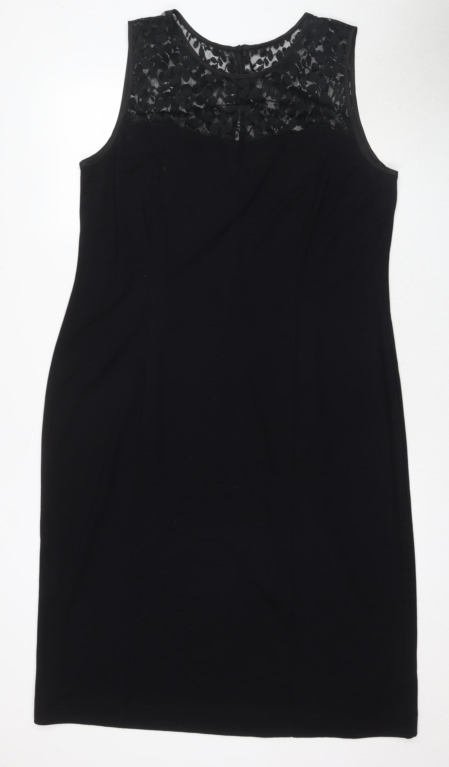 David Emanuel Women's Black Shift Dress, Plus Size 22, Classic Lace Detail