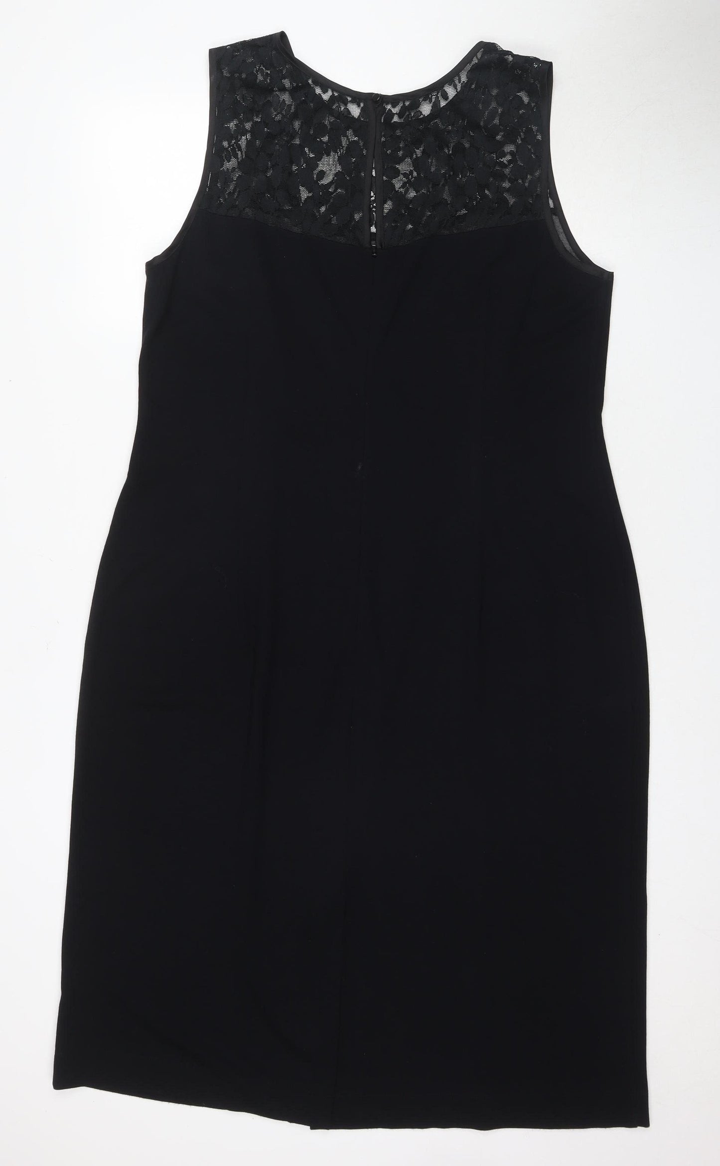 David Emanuel Women's Black Shift Dress, Plus Size 22, Classic Lace Detail