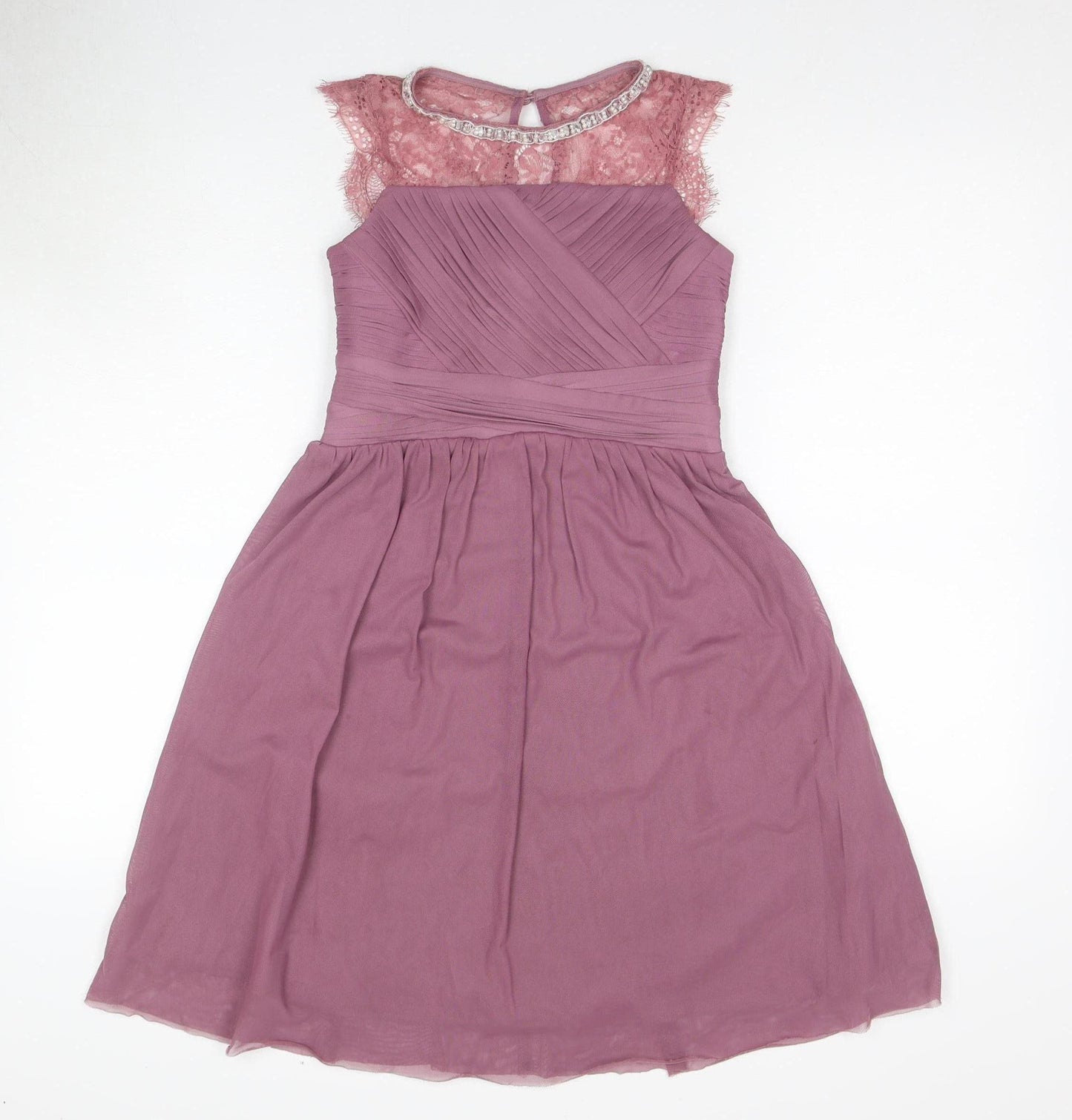 Lipsy Girls Pink Lace Fit & Flare Midi Dress - 10 Years