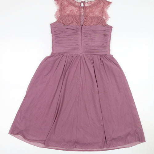 Lipsy Girls Pink Lace Fit & Flare Midi Dress - 10 Years