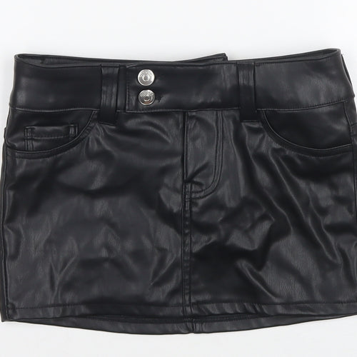 H&M Women's Black Mini Skirt, Size 4, Faux Leather