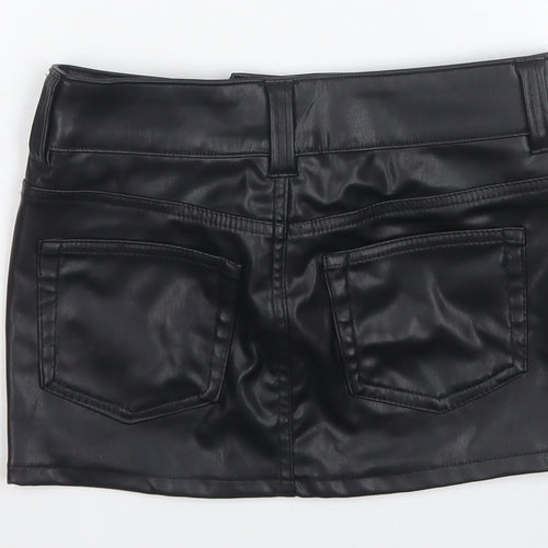 H&M Women's Black Mini Skirt, Size 4, Faux Leather