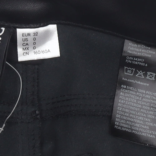 H&M Women's Black Mini Skirt, Size 4, Faux Leather