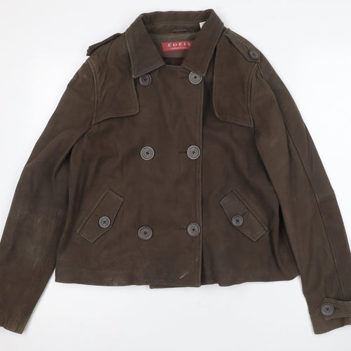 La Redoute Women's Brown Leather Pea Coat Size 12