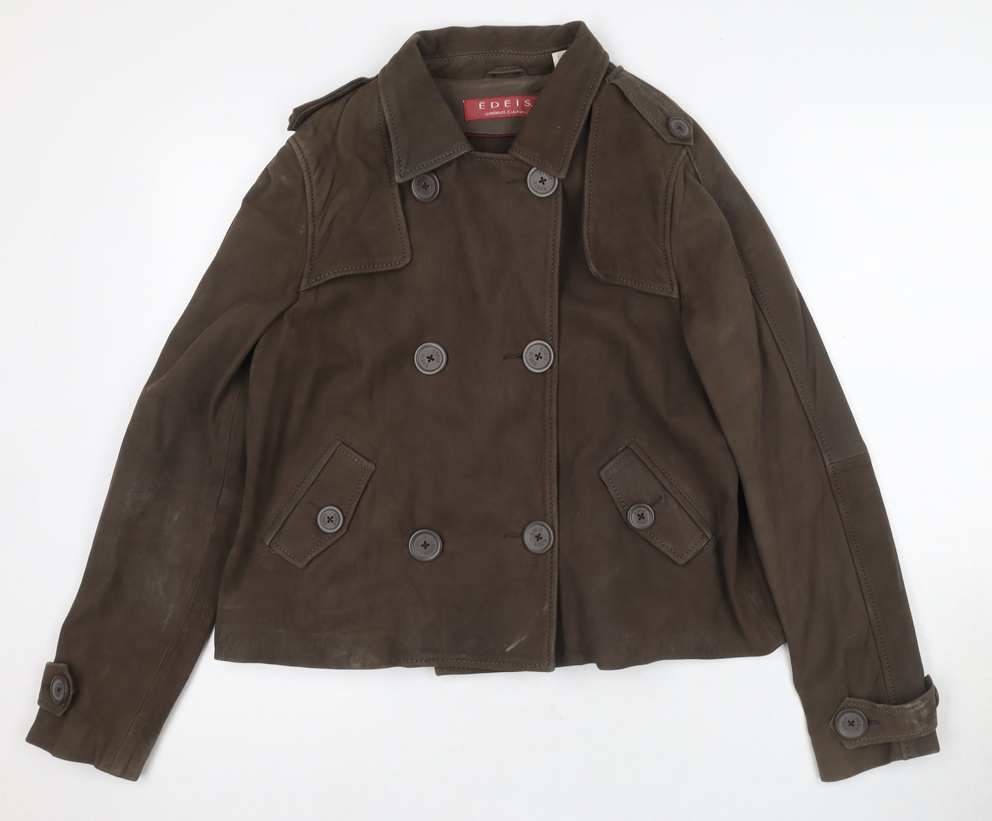 La Redoute Women's Brown Leather Pea Coat Size 12