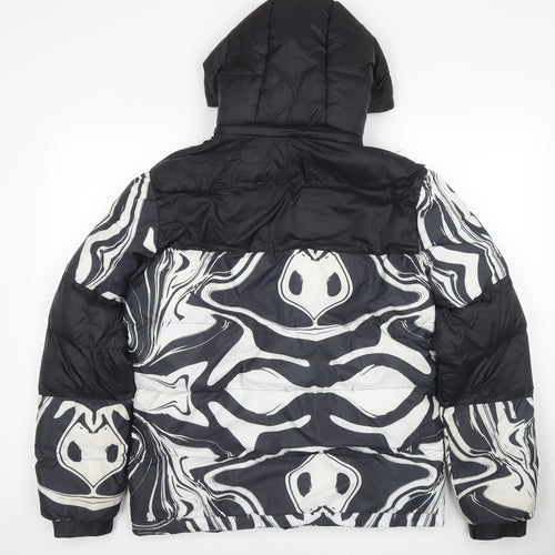 Night Addict Men's Black Puffer Jacket, M, Hooded, Casual