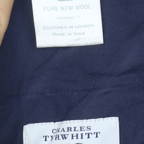 Charles Tyrwhitt Men's Blue Slim Fit Wool Dress Pants