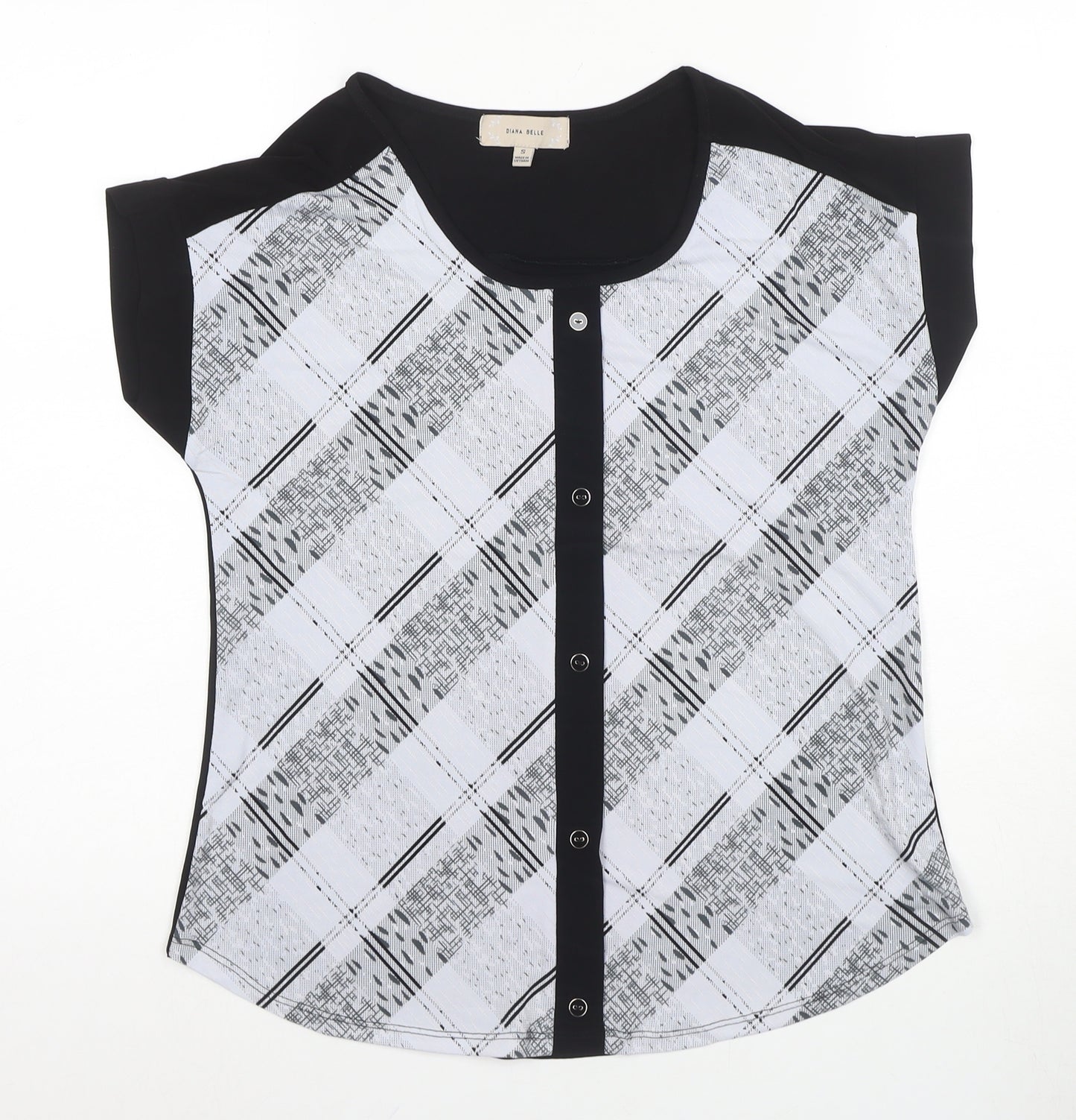Diana Belle Women's Black Short Sleeve Blouse, Size S
