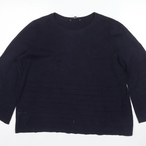 Laura Ashley Women's Blue Jersey Top Size 16