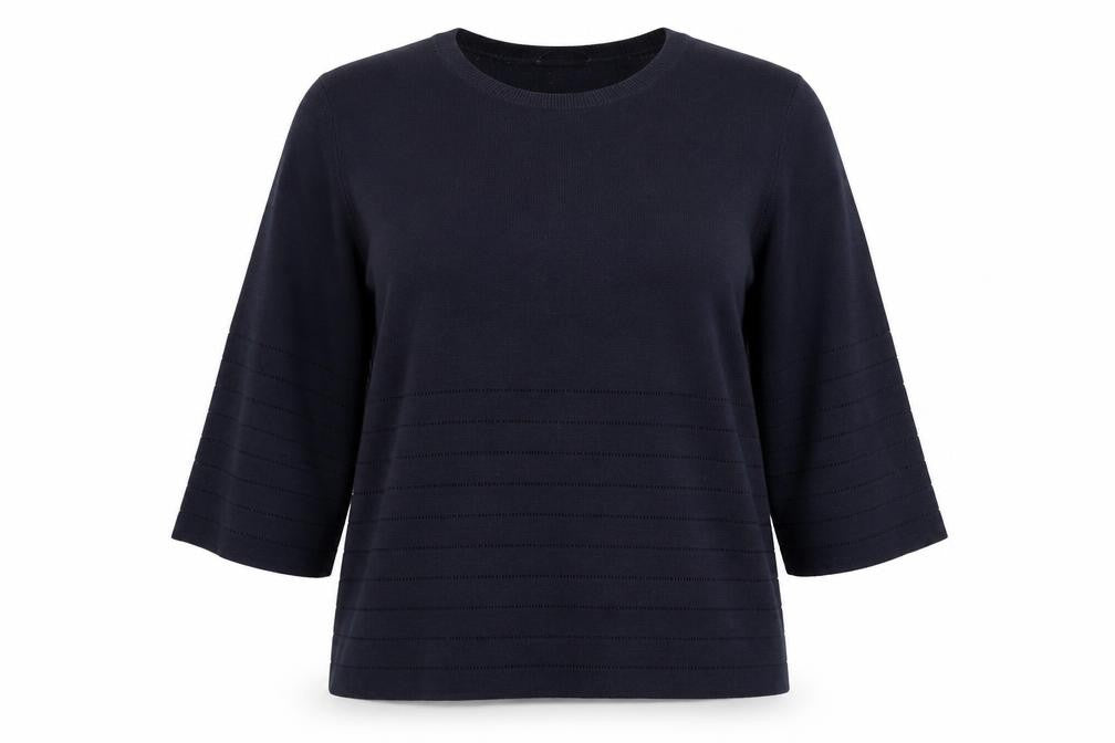 Front view of Laura Ashley Women's Blue Jersey Top, size 16