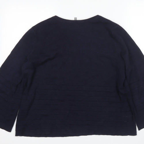 Laura Ashley Women's Blue Jersey Top Size 16