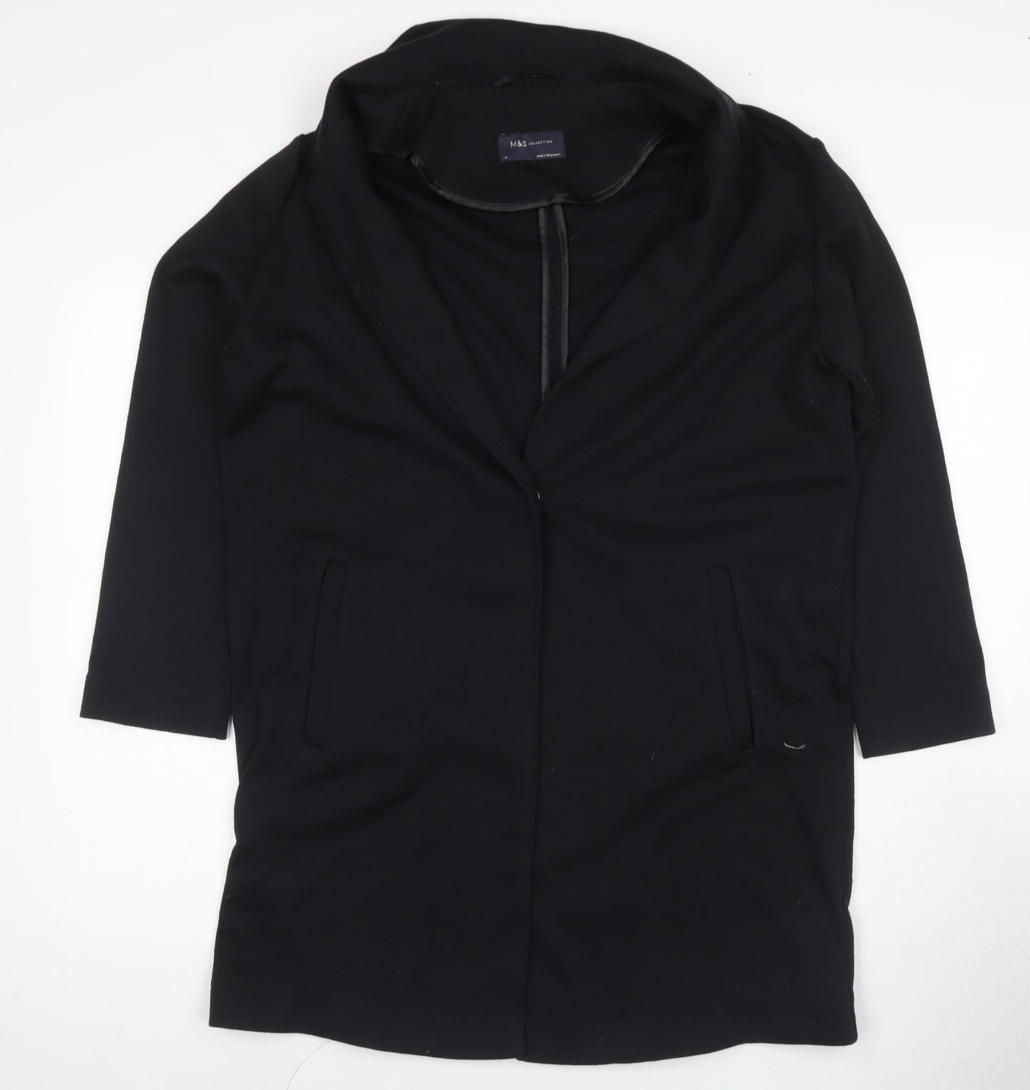 Marks and Spencer Women's Black Long Canvas Coat Size 12