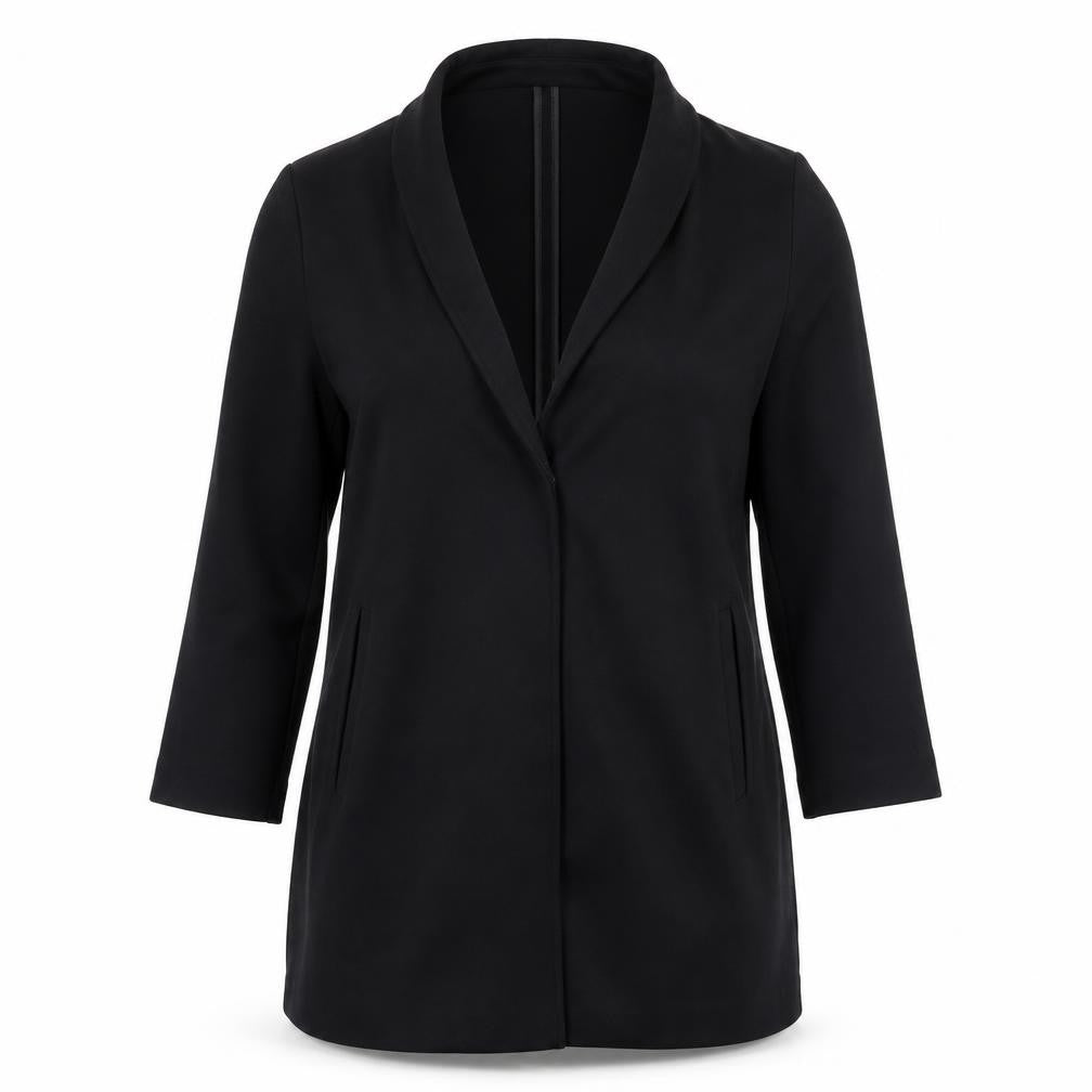Front view of Marks & Spencer Women's Black Long Canvas Coat, size 12