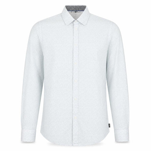 1904 Men's Blue Cotton Floral Dress Shirt S