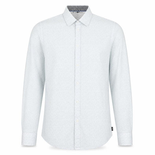 Front view of 1904 Men's Blue Cotton Floral Dress Shirt S