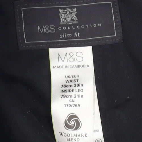 Marks and Spencer Men's Blue Slim Fit Trousers