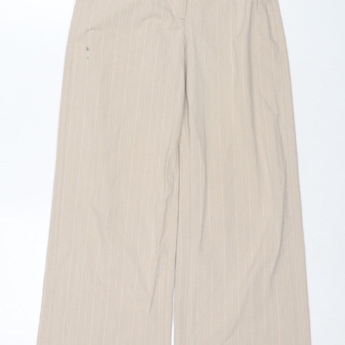 Bershka Women's Beige Striped Trousers