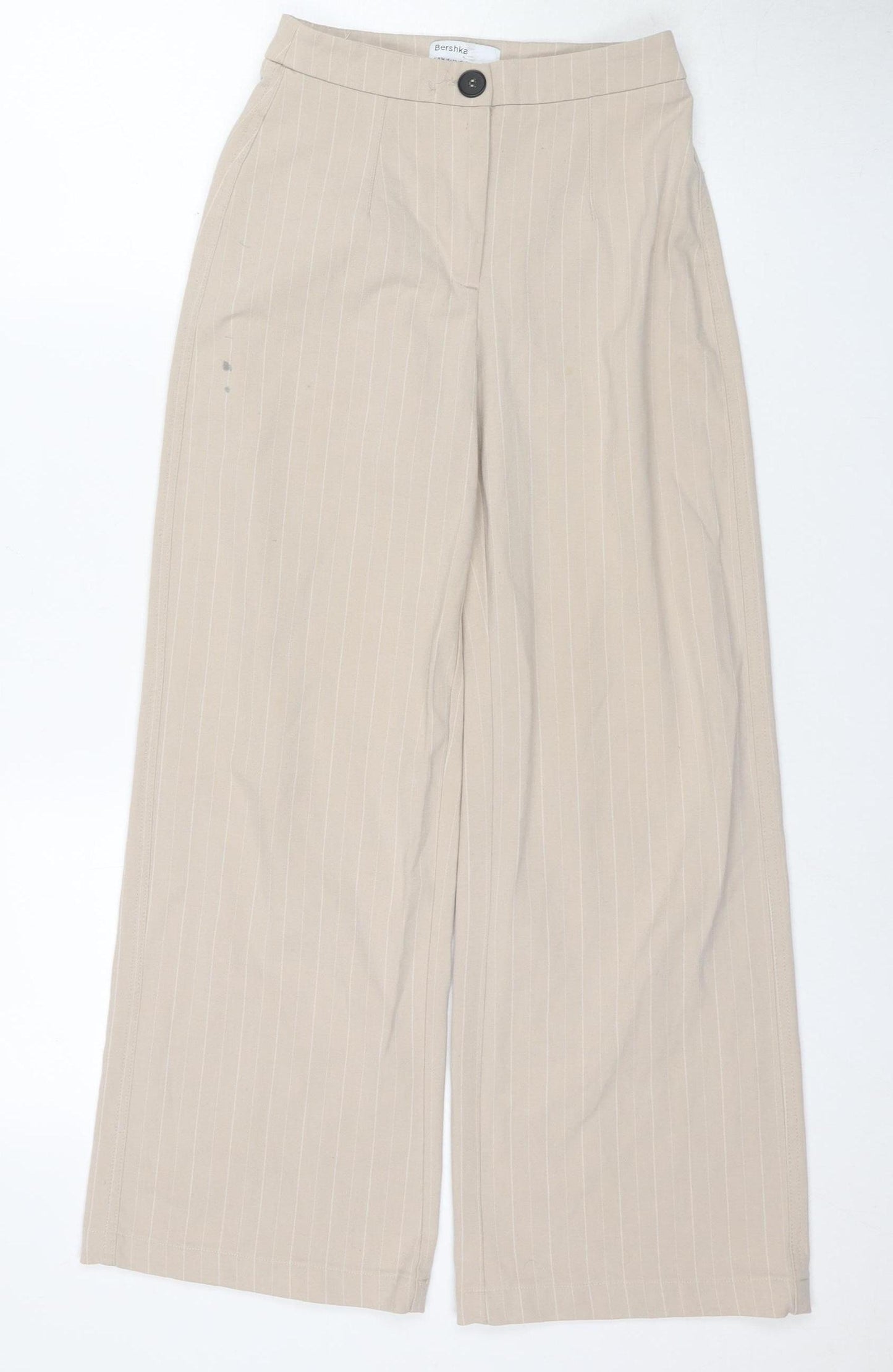 Bershka Women's Beige Striped Trousers