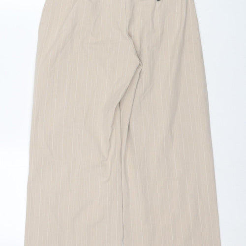 Bershka Women's Beige Striped Trousers
