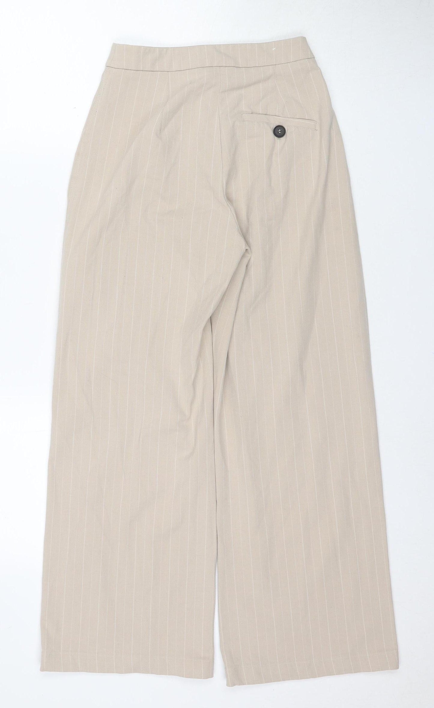Bershka Women's Beige Striped Trousers