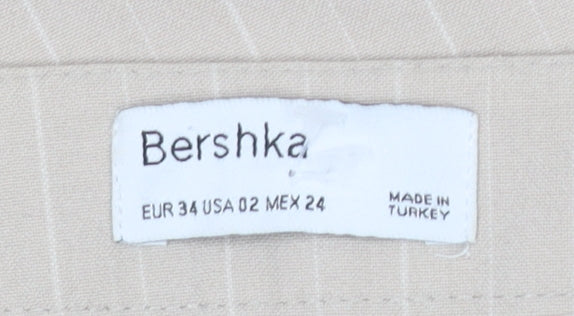 Bershka Women's Beige Striped Trousers
