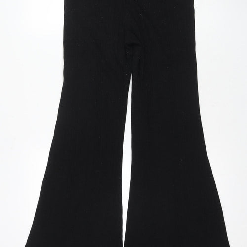 Bershka Women's Black Flared Trousers, Size M