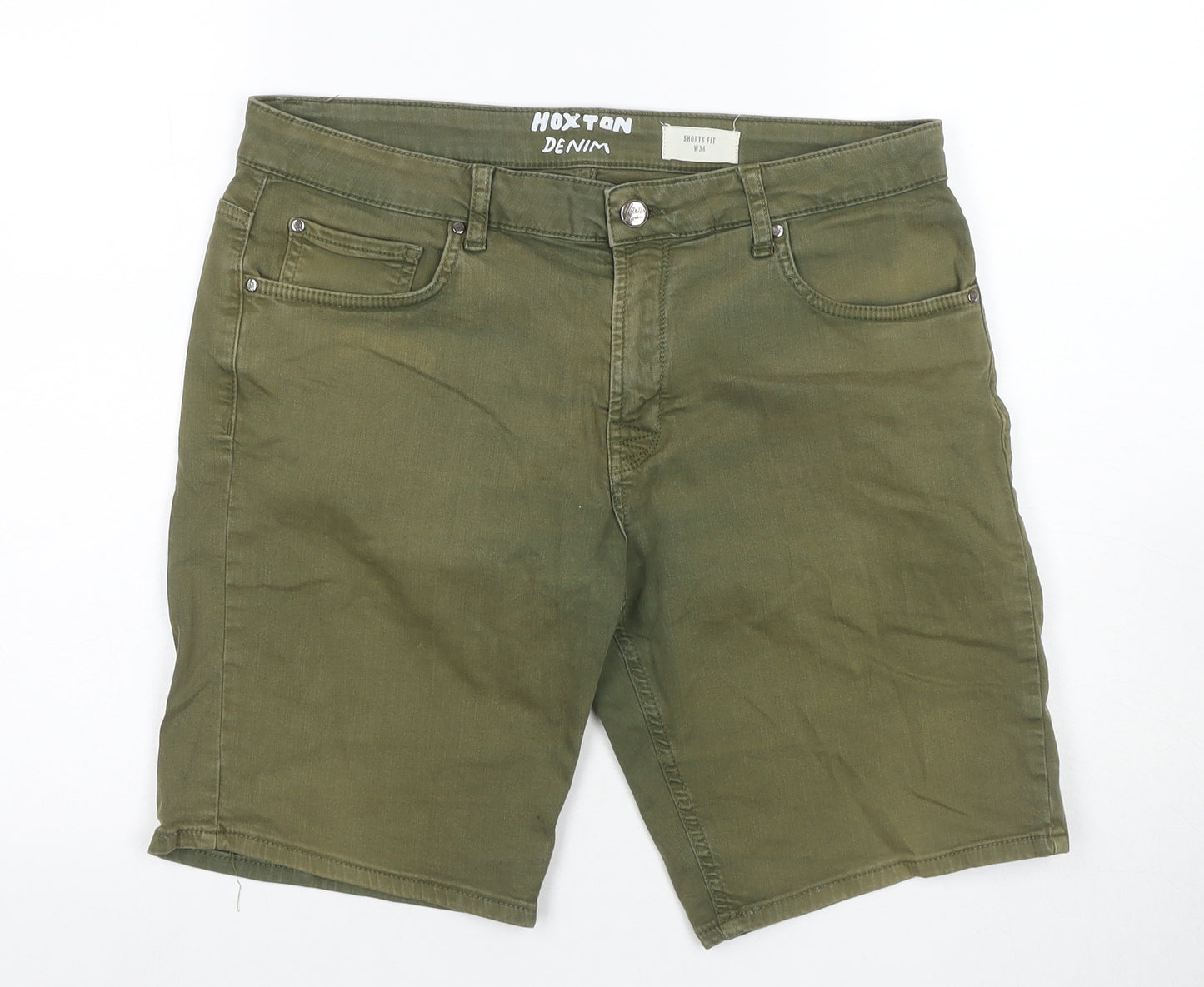 Hoxton Denim Men's Green Chino Shorts, Size 34