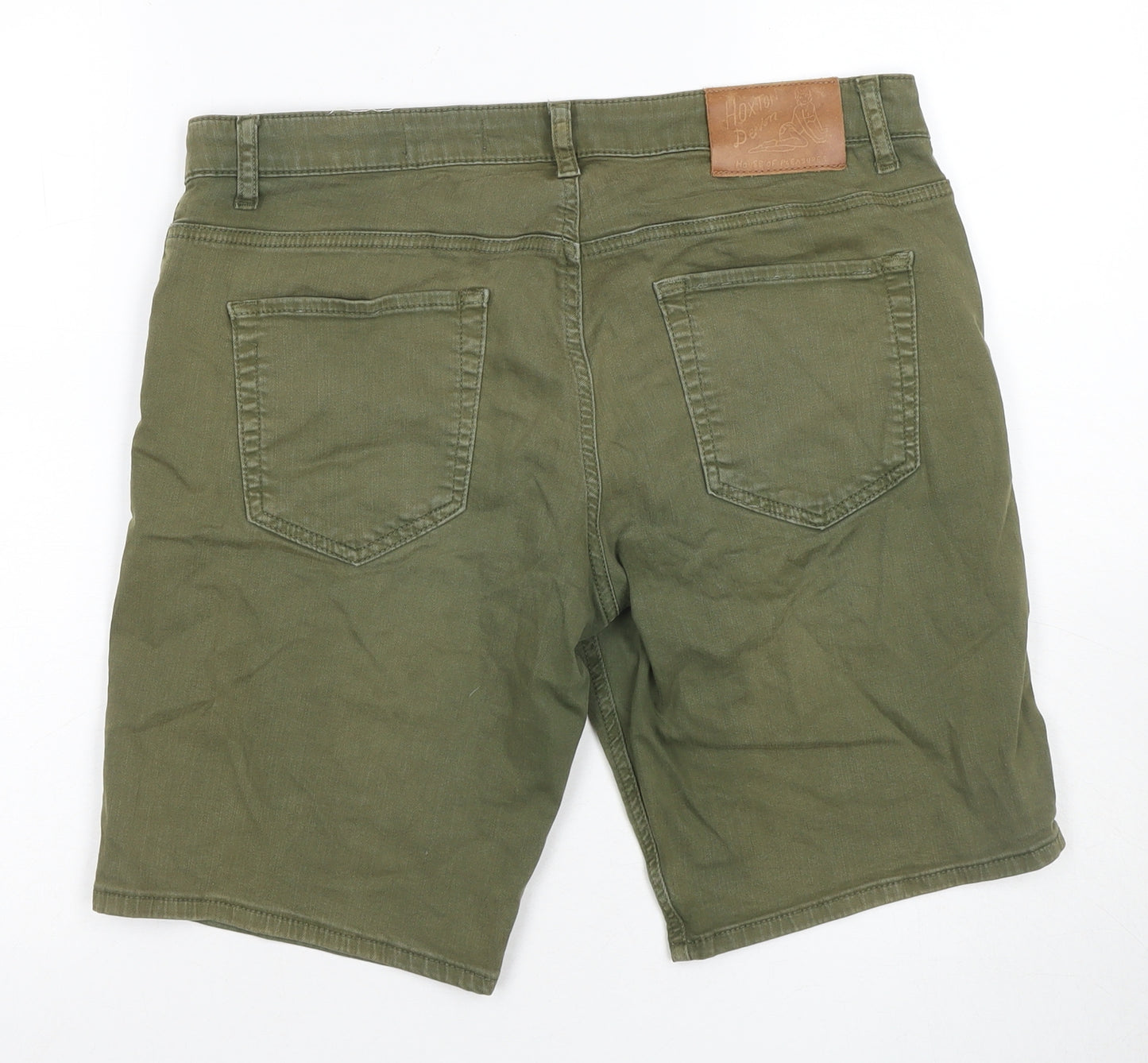 Hoxton Denim Men's Green Chino Shorts, Size 34
