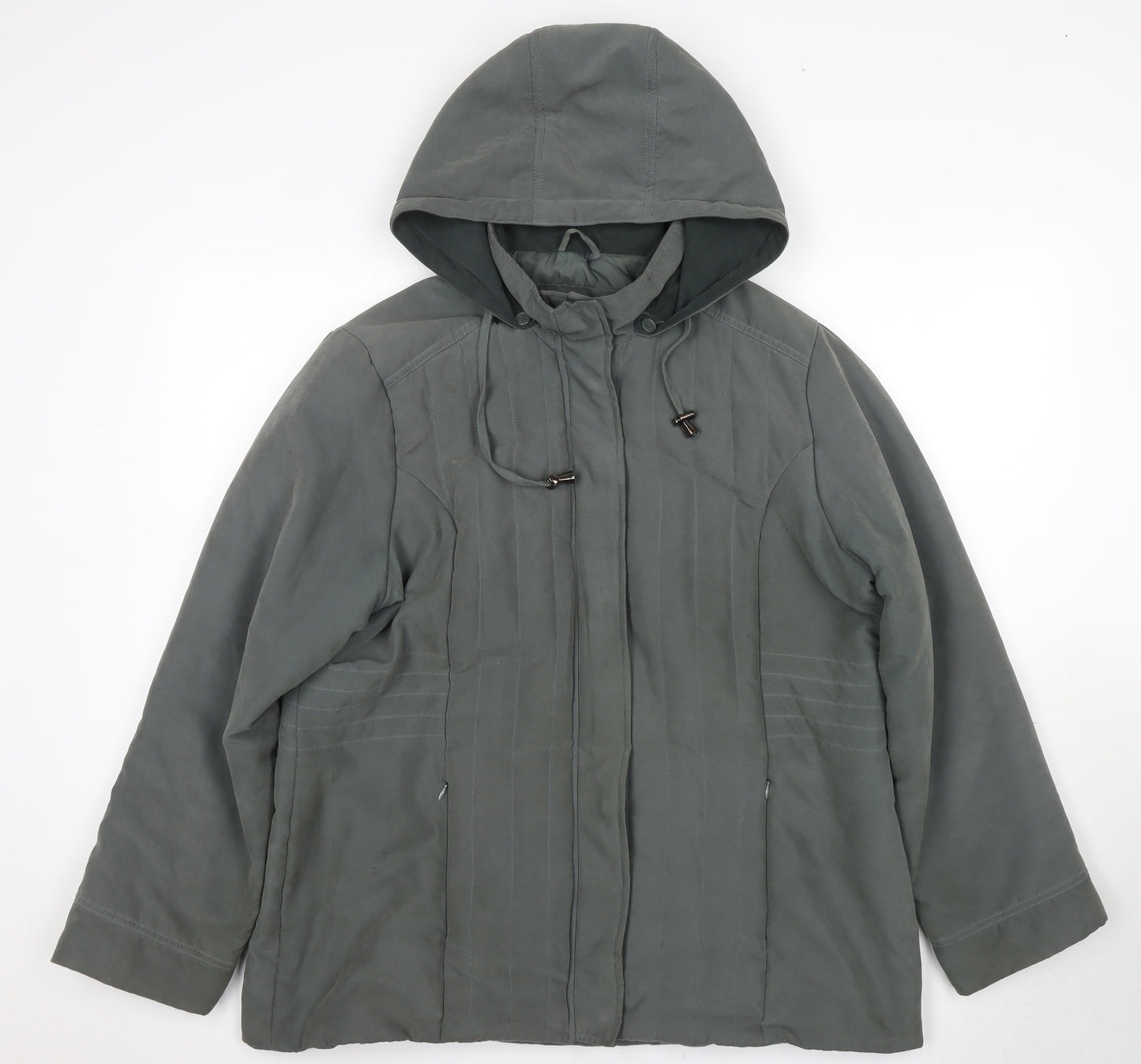 BHS Women's Green Hooded Parka Jacket Size 18