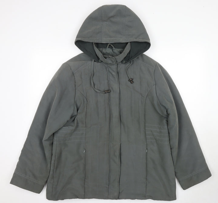 BHS Women's Green Hooded Parka Jacket Size 18