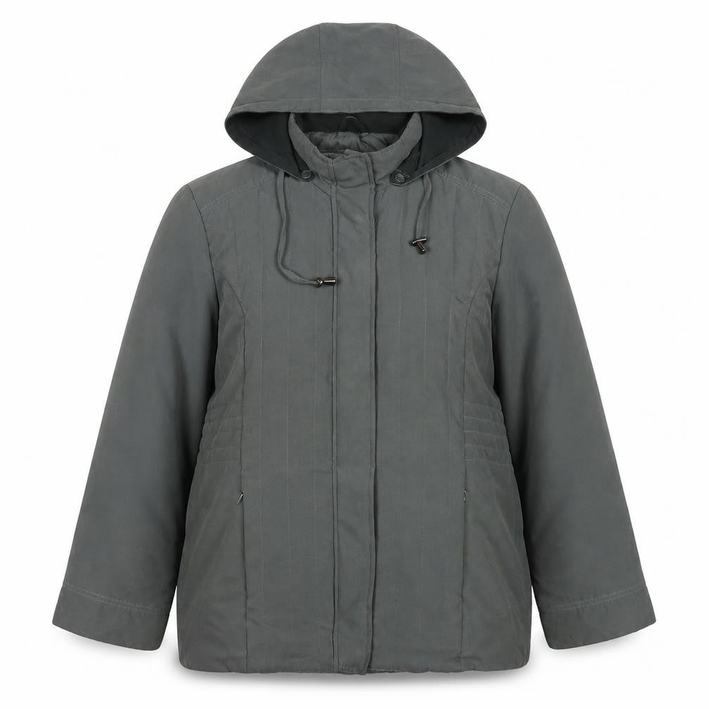 Front view of BHS Women's Green Hooded Parka Jacket, size 18