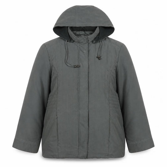 Front view of BHS Women's Green Hooded Parka Jacket, size 18