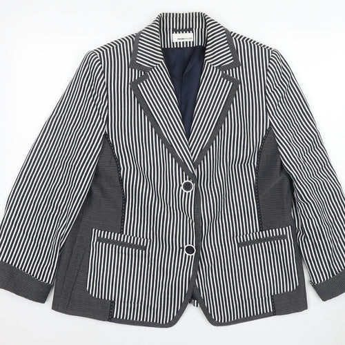 Frank Walder Women's Black Striped Blazer Size 14