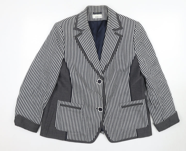 Frank Walder Women's Black Striped Blazer Size 14