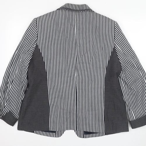 Frank Walder Women's Black Striped Blazer Size 14
