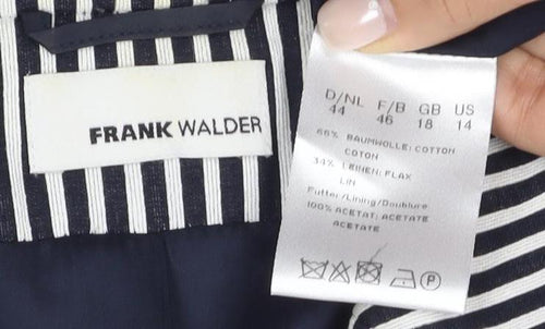 Frank Walder Women's Black Striped Blazer Size 14