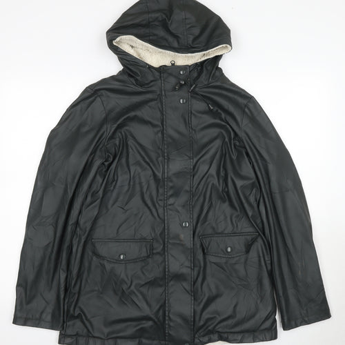 Dorothy Perkins Women's Black Hooded Rain Jacket Size 8