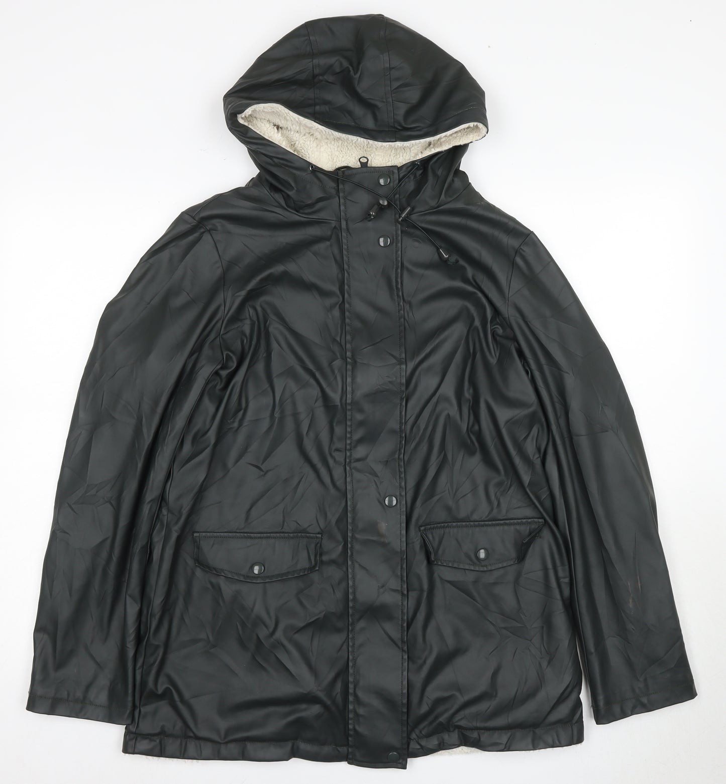 Dorothy Perkins Women's Black Hooded Rain Jacket Size 8