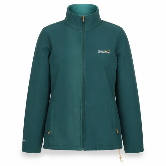 Front view of Regatta Women's Green Soft Shell Jacket, size 14