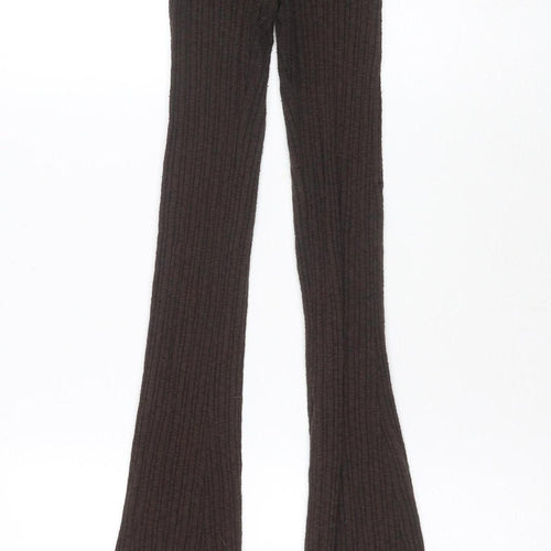 Brown Flared Women's Trousers - Stretch & Comfort