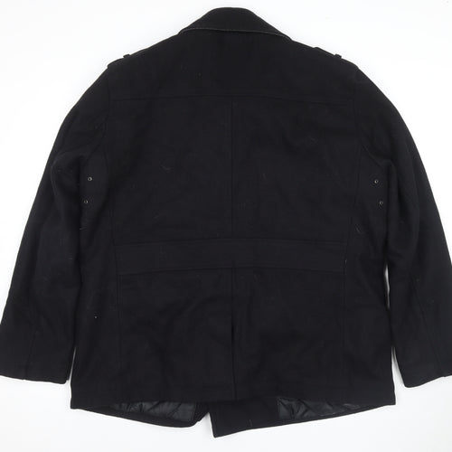 Jasper Conran Men's Black Wool Pea Coat XL