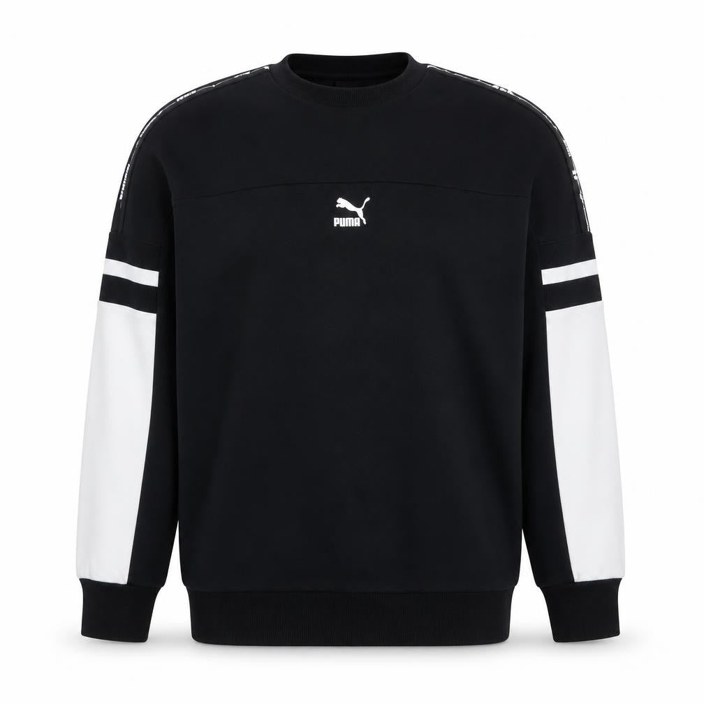 Front view of Puma Men's Black Graphic Pullover Sweatshirt L
