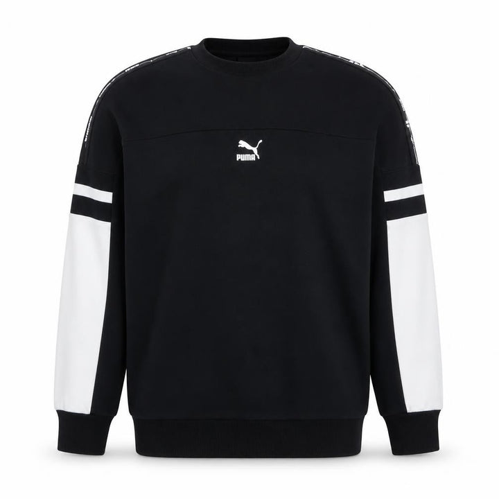 Front view of Puma Men's Black Graphic Pullover Sweatshirt L