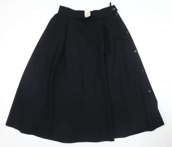Sanderville Women's Black A-Line Midi Skirt Size 14