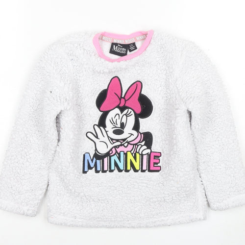 Disney Girls Minnie Mouse White Pyjama Top 5-6 Years Fleece