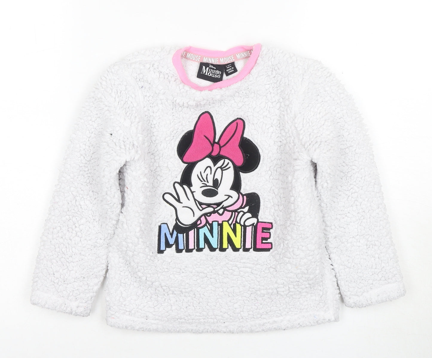 Disney Girls Minnie Mouse White Pyjama Top 5-6 Years Fleece