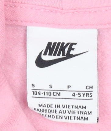 Nike Girls Pink Pullover Hoodie 4-5 Years