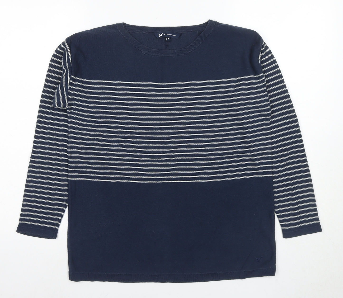 Crew Clothing Women's Blue Striped Pullover Jumper Size 8