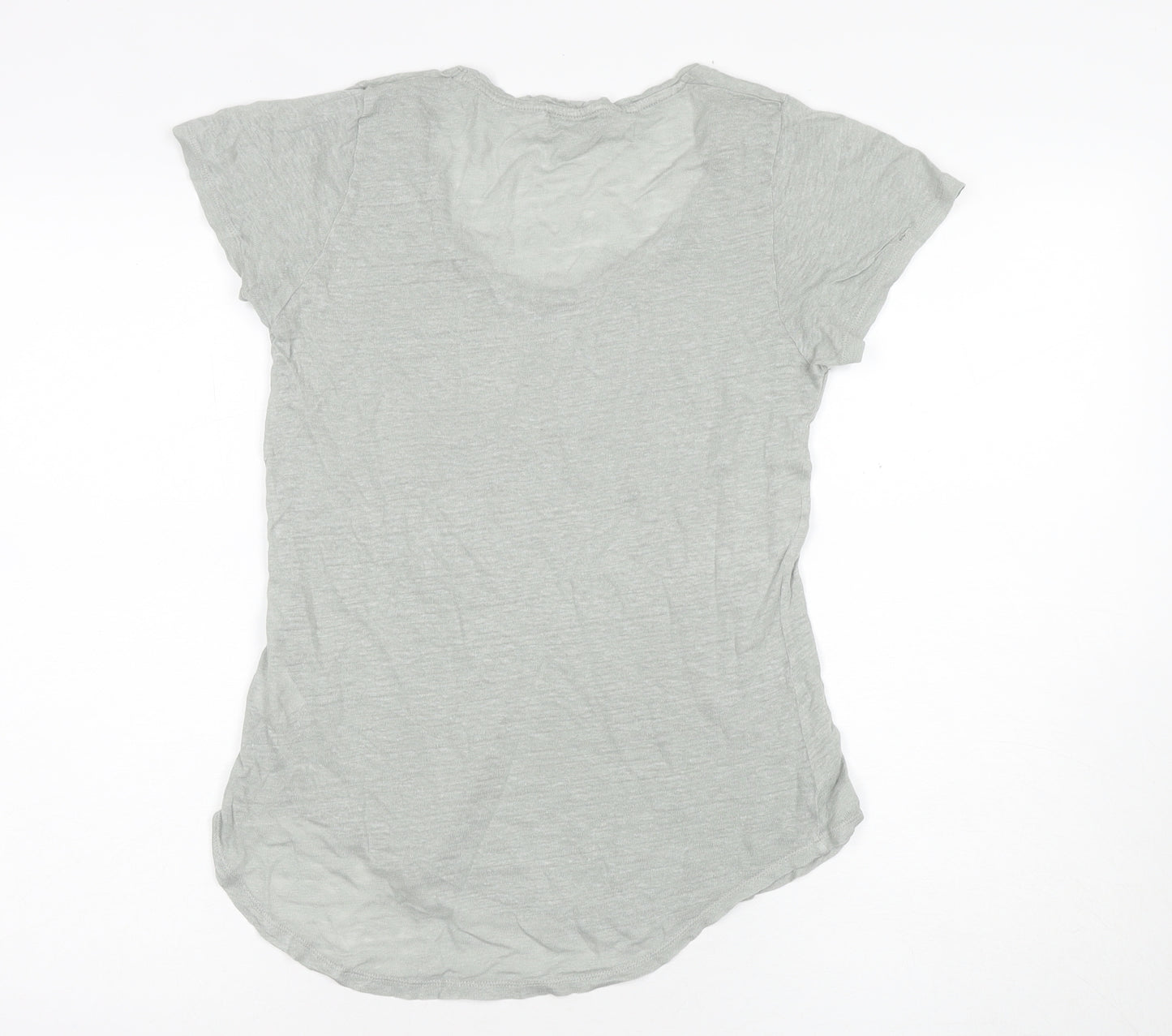 Mint Velvet Women's Grey Linen Scoop Neck T-Shirt