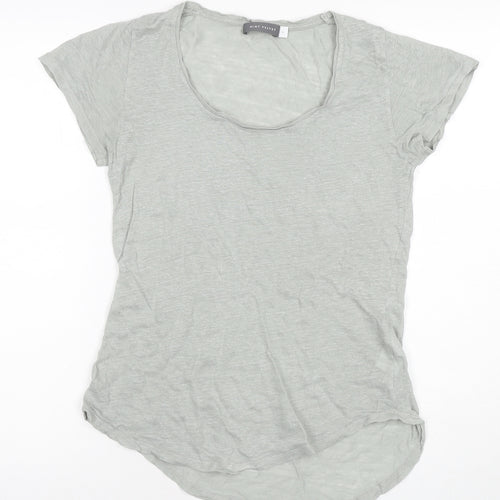 Mint Velvet Women's Grey Linen Scoop Neck T-Shirt